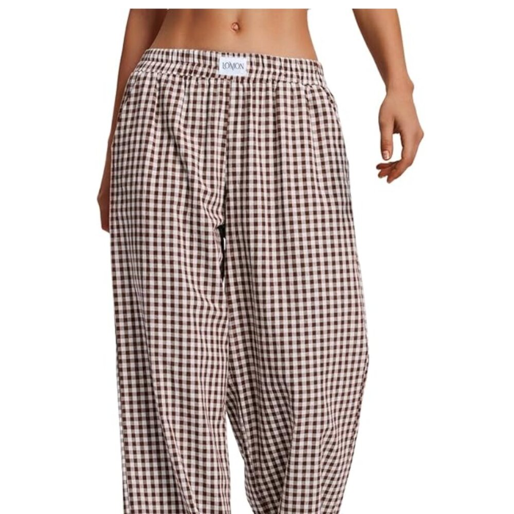 NWT LOMON Women's Striped Gingham Boxer Pants | Size L